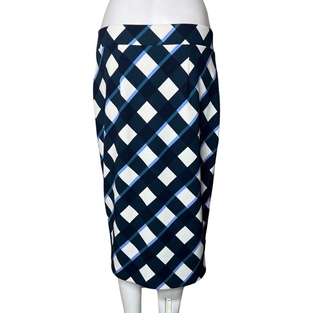 Ann Taylor Skirt Womens 8 Black White Plaid Pencil Skirt Straight Preppy Career - Picture 4 of 7